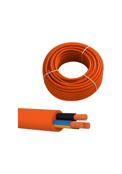 %100 Bakır Çok Telli 3x2.5 Mm 20 Metre Elektrik Kablosu Turuncu Elektrikli Araç Şarj Uygun Uyumlu
