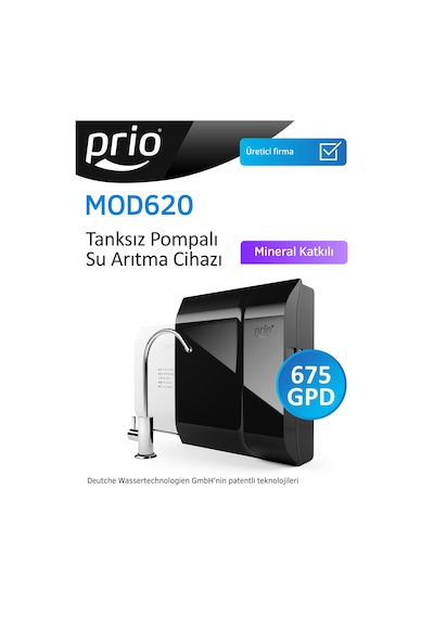 Prio Mod620 Otomatik Yıkamalı Tanksız Ters Ozmoz Su Arıtma Cihazı