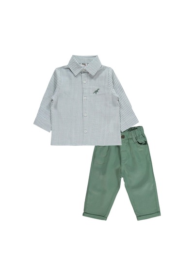 Civil Baby Erkek Bebek Dinozor Nakışlı 6-18 Ay Takım - Haki