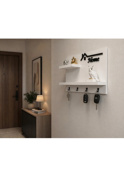 Dekoratif Duvar Anahtarlık Askısı Ve Raf 4 Kancalı Ahşap Anahtar Askılığı Modern Home Yazılı Organizer Ev Ve Ofis Düzenleyici Anahtarlık Rafı Standart