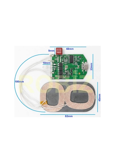Kablosuz Şarj Modül Dual Bobin Type C 15w Qi Wpc V1.2.3 12v 1.5a Mobil Tel Pil Yatay Dikey Verici