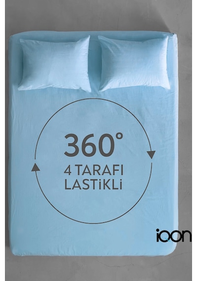 İqon Ranforce Dokuma Lastikli Çarşaf Takımı Tek Kişilik - 21 Renk Turkuaz