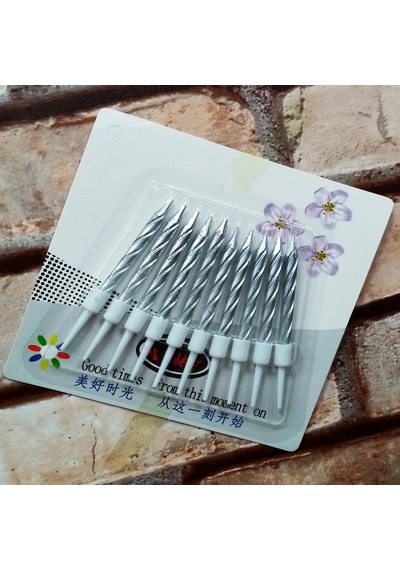 Vıp Kalite Burgulu Gümüş Pasta Mumu Gümüş Doğum Günü Mumu 10 Adet Gümüş Mum Decor Silver Bırthday Candle Renkli