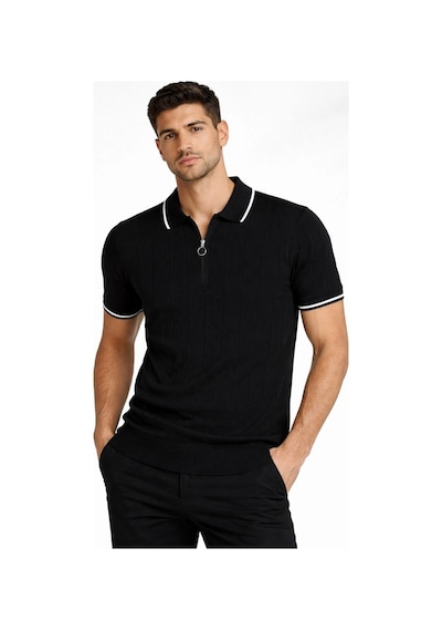 Barlashive Erkek Yazlık Dokuma Triko Tişört Fermuarlı Polo Yaka Kısa Kol T-shirt - Siyah Çok Renkli Barlashive Erkek Yazlık Dokuma Triko Tişört Fermuarlı Polo Yaka Kısa Kol T-shirt - Siyah Çok Renkli