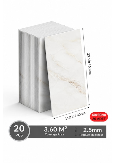 20 Adet 60x30 Pvc Esnek Duvar Paneli Açık Bej