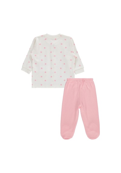 Civil Baby Çiçek Empirme 1-9 Ay Pijama Takımı - Ekru