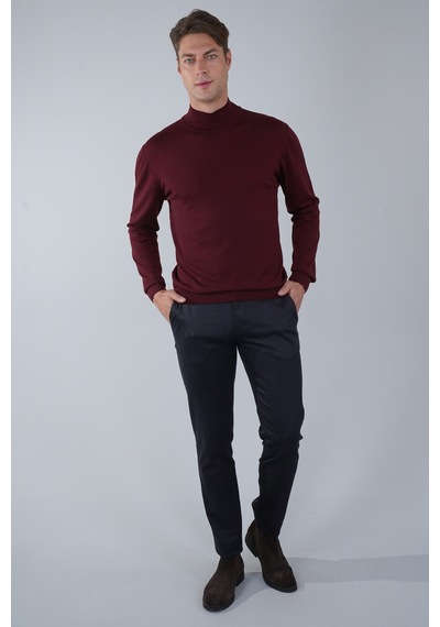 Bisse Erkek Yün Basic Yarım Balıkçı Yaka Triko Bordo Tr23knos23210 D25 Bordo