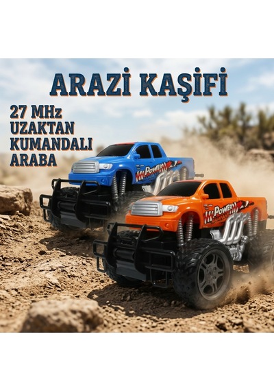 Uzaktan Kumandalı Off Road Arazi Araba 27 Mhz Şarjlı Full Fonksiyon 4x2 Off Road Kamyon Arazi Aracı Turuncu