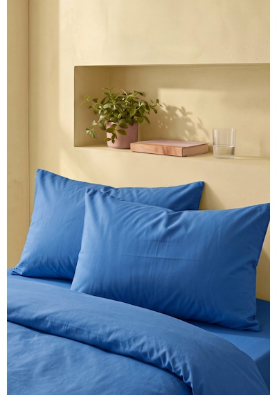 Saks Mavisi Ranforce %100 Pamuklu 2'li Yastık Kılıfı 50x70 Cm Mavi