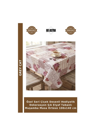 Özel Seri Çiçek Desenli Hediyelik Dekorasyon Şık Elyaf Tabanlı Muşamba Masa Örtüsü 100x140 Cm Çok Renkli