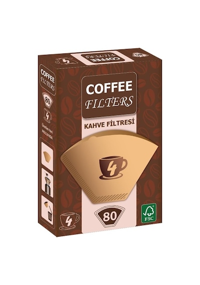 Coffee Filters 1/4 4 Numara Filtre Kahve Kağıdı Paket Brown 80 Adet