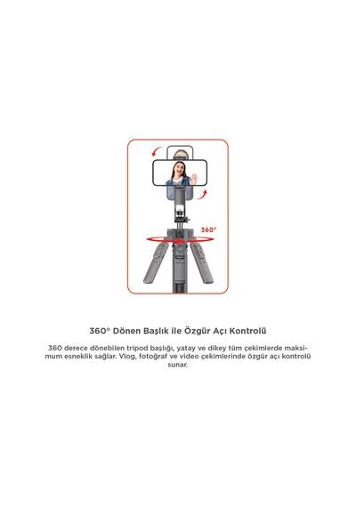 Tripod Çok Amaçlı 1.6m Kumandali Kamera Telefon Tutucu C17 Siyah Tripod Çok Amaçlı 1.6m Kumandali Kamera Telefon Tutucu C17 Siyah