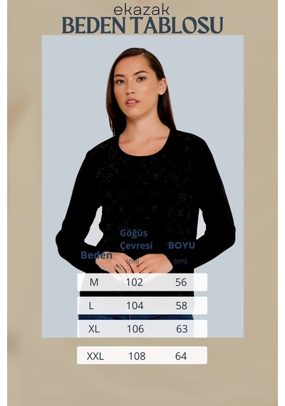 Kristal Taş Hotfix İşlemeli İtalyan Yün Bluz 001