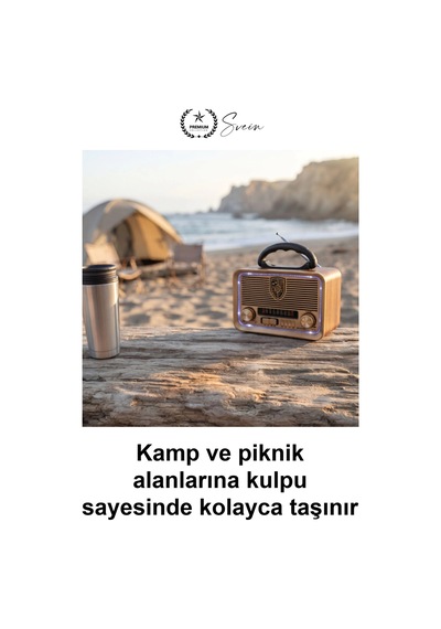 Nostaljikradyo Solar Panelli Retro Fm Radyo Bluetooth Hoparlör Şarjlı Led Fenerli Usb Tf Kart Mp3 Ç