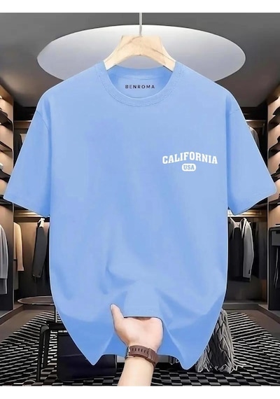 Calıfornia Usa Baskılı Oversize Tişört Bebe Mavisi