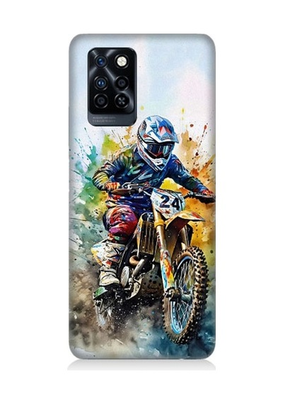 Infinix Note 10 Pro Uyumlu Motorsikletçi Desenli Silikon Kılıf