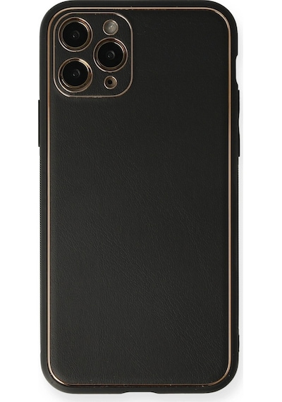 Apple Uyumlu iPhone 11 Pro Max Kılıf Coco Deri Silikon Kapak - Siyah Çok Renkli