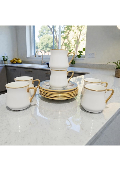 Sudedi Home Sudedi Butterfly Altın Yaldızlı Kahve Fincan Takımı Çok Renkli