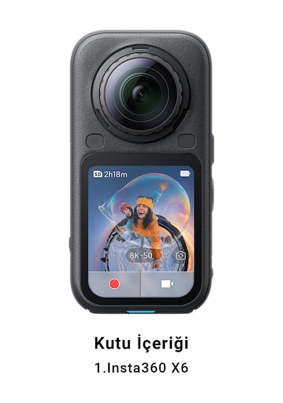 Insta360 X6 Standard Bundle 8k 50 Fps 360 Aksiyon Kamerası, Çift 1/1.1 İnç Sensör, 120 Mp, Dolby Vision - Midnight Black Siyah