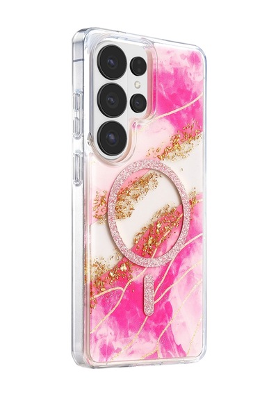 Onegif Samsung Galaxy S26 Ultra Lotus Simli Magsafe Kapak - Pembe - Pembe