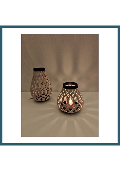 Bezos Modern Izgara Desenli Rüzgar Feneri Tealight Mumluk Dekoratif Mum Tutucu Ob Çok Renkli