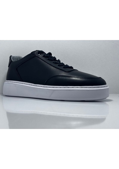 Miwano Siyah-beyaz Eva Taban Bağcıklı Hakiki Deri Günlük Erkek Sneaker Ayakkabı Siyah