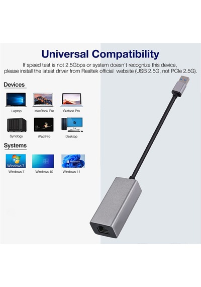 Macbook Pro İçin Windows 7/10/11 İçin Usb 3.0 İla Rj45 Ağ Adaptörü Otomatik Karşılaştırma Yüksek Performanslı Adaptörler