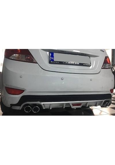 Hyundai Accent Blue Uyumlu Siyah Difüzör Difizör Yuvarlak Egzoz Görünüm Kulaklı Tip 2010 - 2018