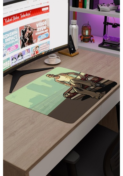 Gta San Andreas Kaymaz Dikişli Kauçuk Oyuncu Mousepad V5 - 48x40 Xl Gaming Mouse Pad Fare Altlığı