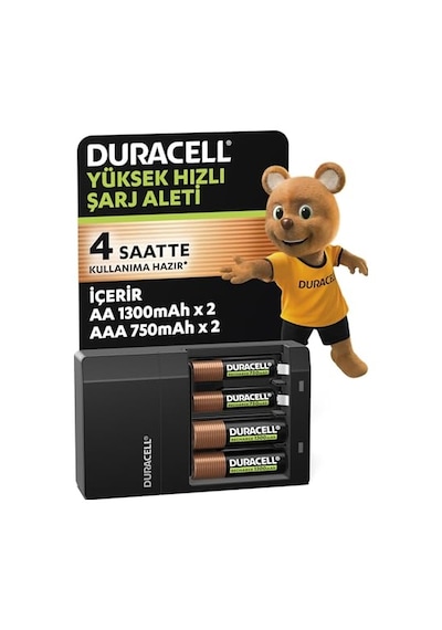 Ayrex Duracell Cef 14 Pil Şarj Cihazı, 4 Saat 1 Adet Ve Şarj Edilebilir Aa Ve Aaa Pil 2'şer Adet