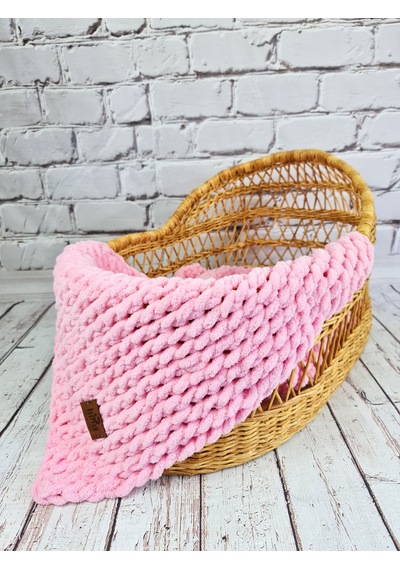 Pufy El Örgüsü Battaniye Acık Pembe El Örgüsü Bebek Battaniyesi Pembe