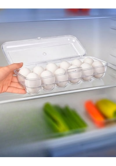 12 Bölmeli Yumurta Saklama Kabı, Buzdolabı İçi Yumurta Korumalı Kapaklı Yumurta Saklama Kutusu Şeffaf