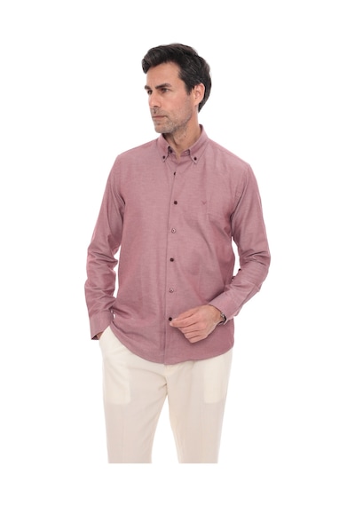 Slim Fit Uzun Kol Pamuklu Hediye Kutulu Kolay Ütülenebilir Erkek Gömlek Fs-002225 - Bordo-2668