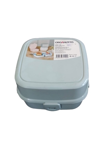 Organizers Kiddy Lunch Box Çocuk Beslenme Kutusu Org-149 Mint Yeşil 145x145x90mm Plastik Saklama Kabı Açık Ahşap