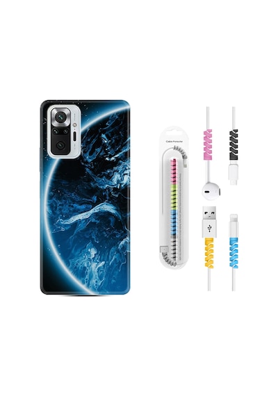 Xiaomi Redmi Note 10 Kılıf +Kablo Koruyucu Blue Planet 1610
