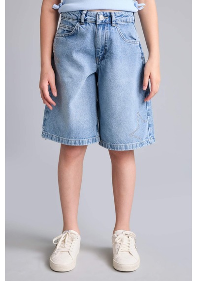 Defacto Regular Fit Mavi Jean Şort Kız Çocuk H8886a826aunm28 Mavi-nm28