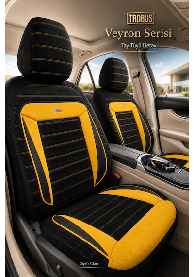Mercedes C180 Amg 7g 2010 2011 2012 2013 2014 Uyumlu Veyron Serisi Siyah Sarı Oto Koltuk Kılıfı