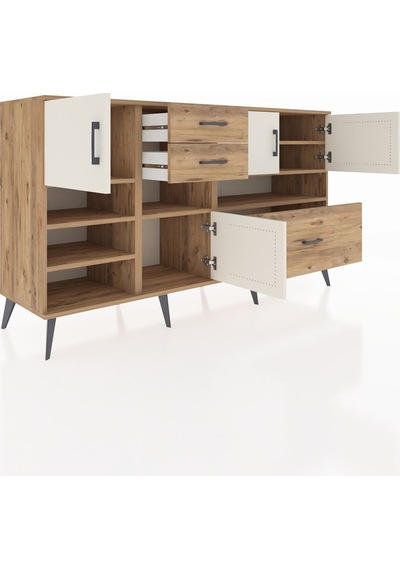 Kronos Konsol 7 Raflı 3 Çekmeceli 4 Kapaklı 176x59x99 Çam-aytaşı/ Çam-aytaşı/çam