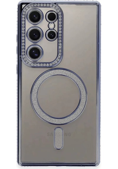 Newface Samsung Galaxy S24 Ultra Kılıf Joke Simli Magneticsafe Kılıf - Mavi