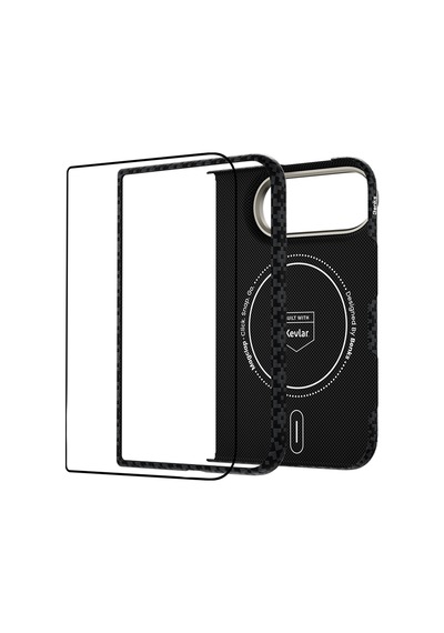İphone Duo Benks Armorair Armorgrid Grand Combo Ön Arka Kevlar Karbon Kapak + Ekran Koruyucu Siyah
