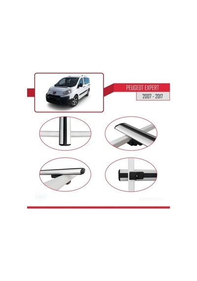 Peugeot Expert 2007-2017 Arası İle Uyumlu Basic Model Ara Atkı Tavan Barı Gri 3 Adet