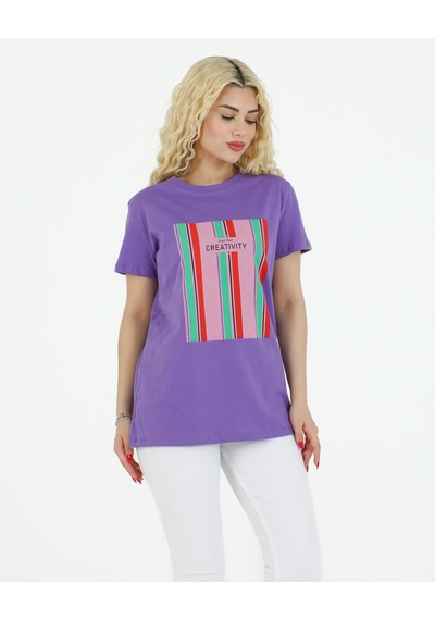 Sortie Collection Creativity Baskılı Tshirt Mor