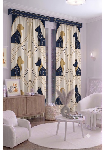 Bebek Çocuk Odası Fon Perdesi 140x260 Cm 2 Kanat Sevimli Desenli Dekoratif Dijital Baskılı Premium Çocuk Odası Perdesi Krem