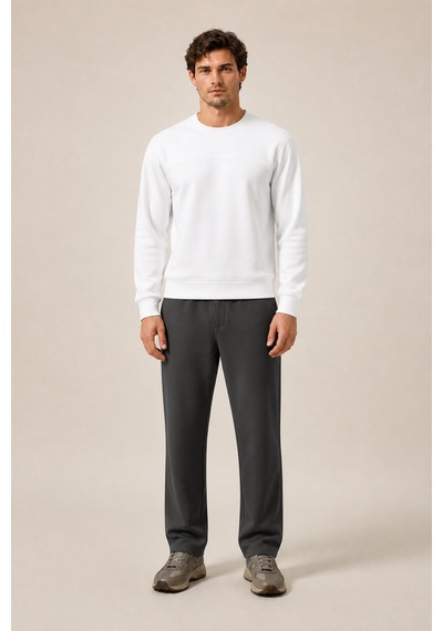 Redline Steni Yeni Sezon Erkek Regular Fit Kışlık Bisiklet Yaka Sweatshirt Beyaz