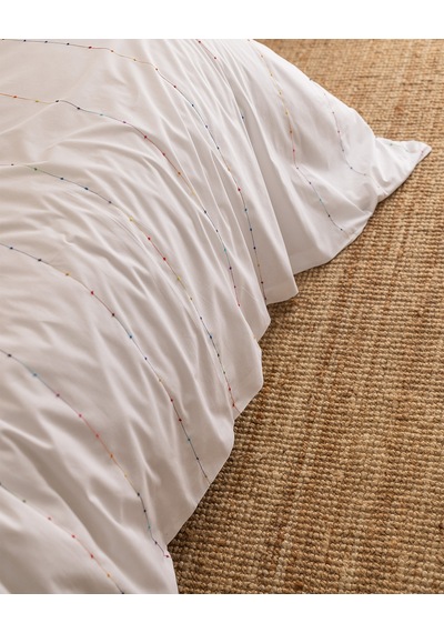 Madame Coco Estampe Family Size %100 Pamuk Ranforce Nakışlı Nevresim Takımı - Beyaz 8684427205327 Beyaz