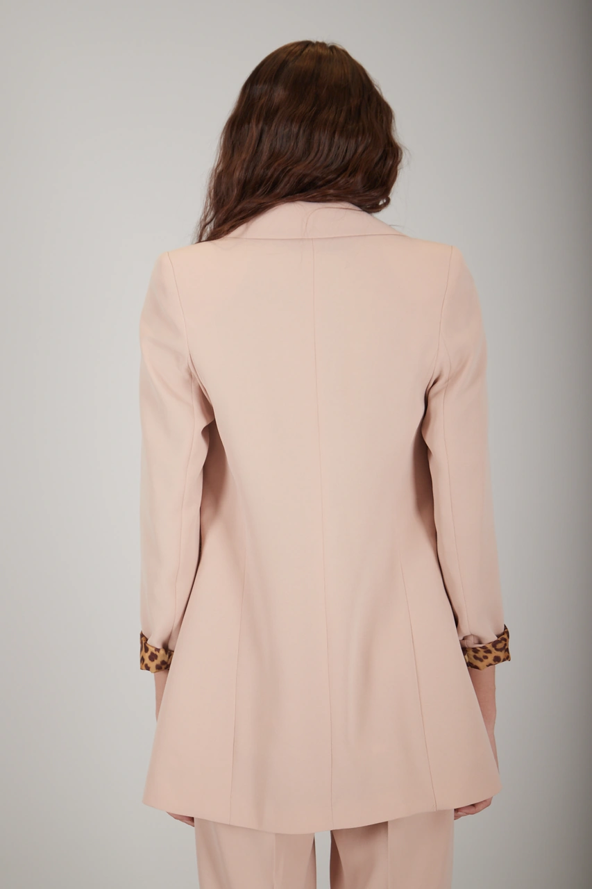 Feminist Taş Leopar Astar Detaylı Krep Blazer Ceket 0105120.50 Taş