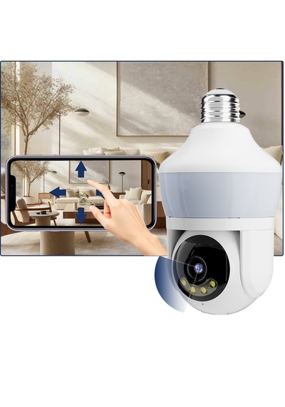 Wifi Ampul Kamera / 360 Döner 1080p Gece Görüşlü - Hareket Algılama - Uzaktan İzleme - Güvenlik