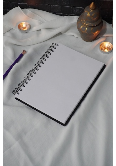 Mustafa Kemal Atatürk Siyah Ahşap Kapaklı Defter - Spiralli Günlük - Çizgisiz Defter - A5 Notebook