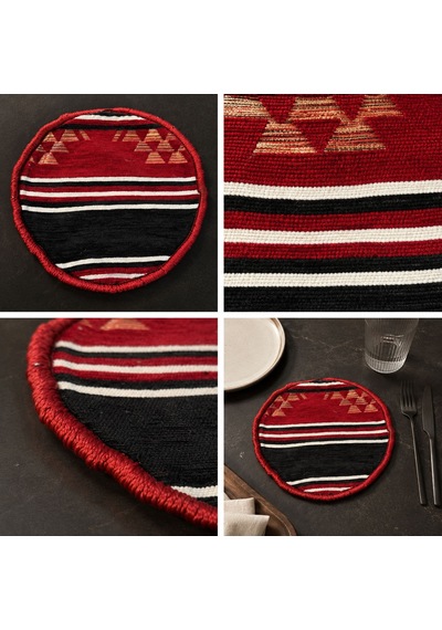 Bk Gift 6 Adet El Yapımı Anadolu İzleri Kilim Kumaşı Supla Koleksiyonu 27cm -4 Haki