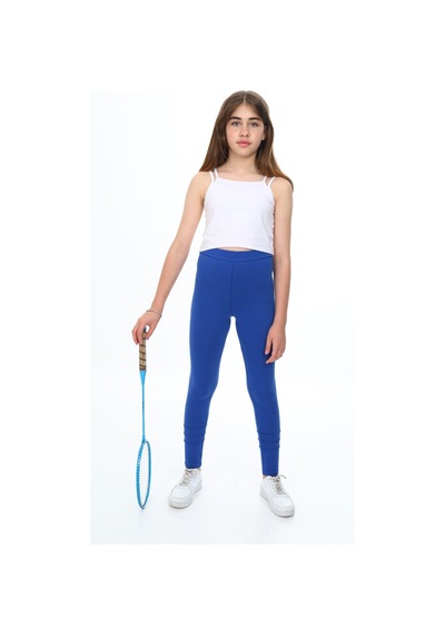 Toontoy Kids Toontoy Kız Çocuk Paçası Dikişli Tayt Saks Mavi